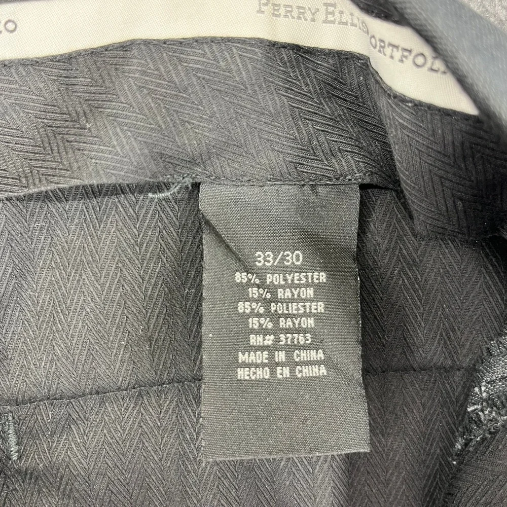 Perry Ellis Portfolio Men's Grey Pleated Dress Pants Size 33x30 Polyester Rayon‎